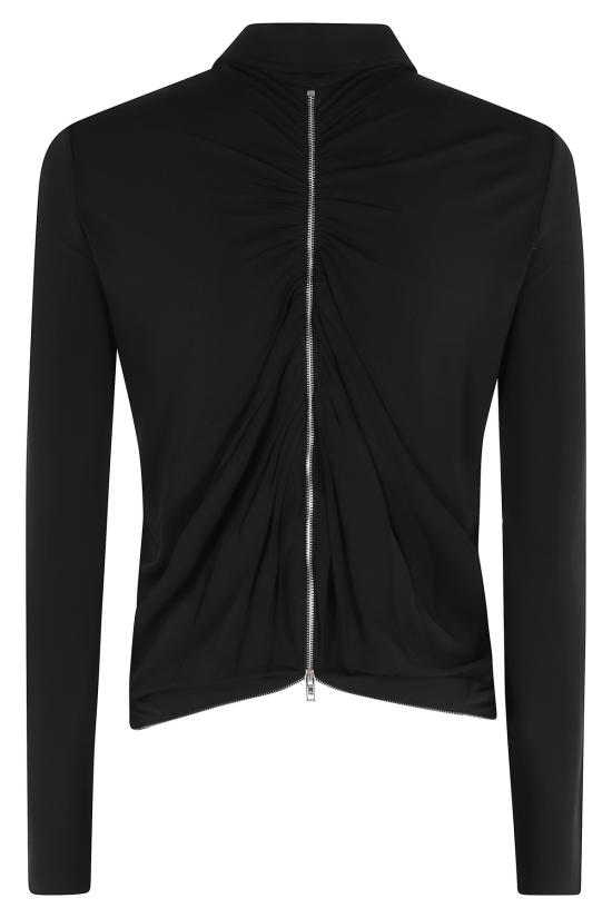  알렉산더 왕 블라우스 드레이프 백 셔츠, 연속 지퍼 포함, 블랙 - ALEXANDER WANG