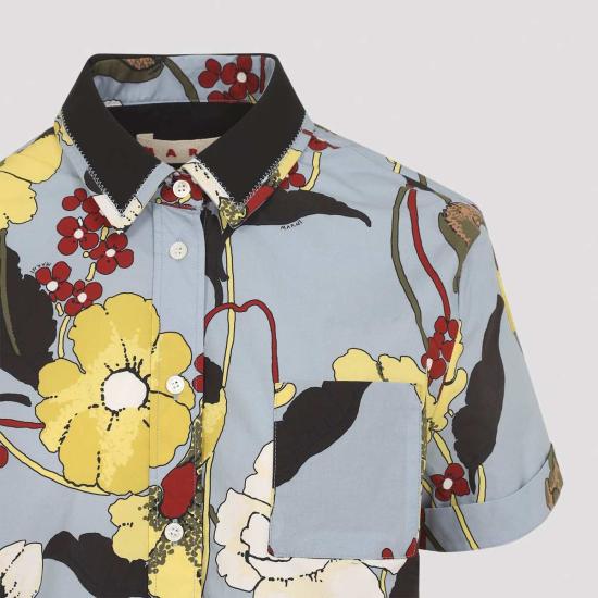  마르니 셔츠 코튼 셔츠 스카이 - MARNI