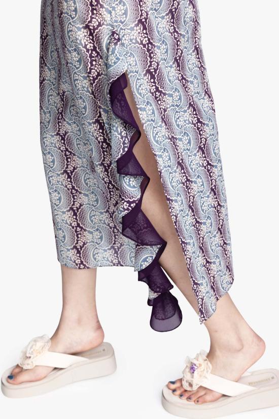  안나 수이 롱 원피스 옴브레 리본 코튼 러플 드레스 - ANNA SUI