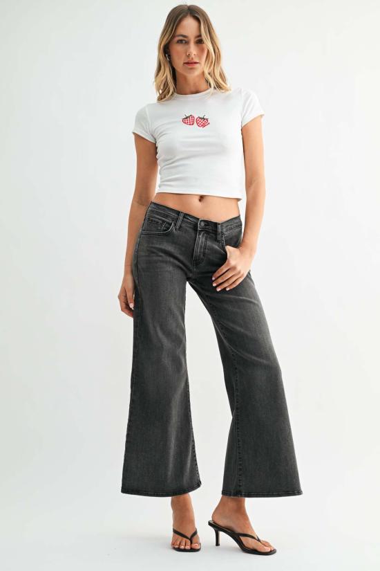  저스트 블랙 데님 데님 팬츠 JB 컬렉션 와이드 플레어 진 워시드 블랙 - JUST BLACK DENIM