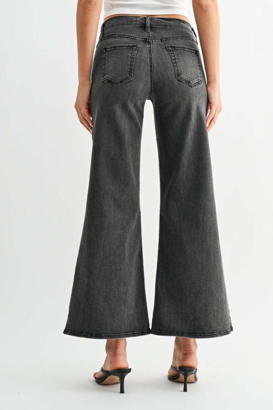  저스트 블랙 데님 데님 팬츠 JB 컬렉션 와이드 플레어 진 워시드 블랙 - JUST BLACK DENIM