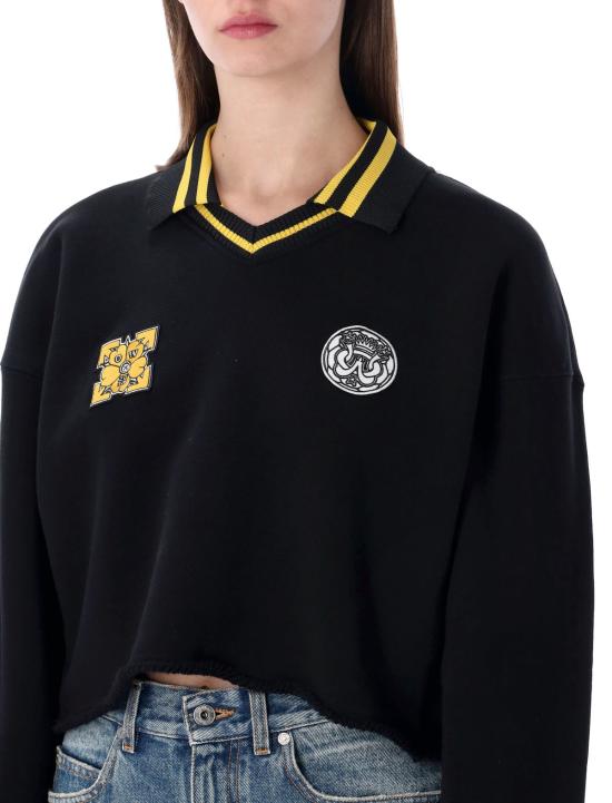  오프화이트 스웨터 크롭 폴로 스웨트셔츠 블랙 - OFF WHITE