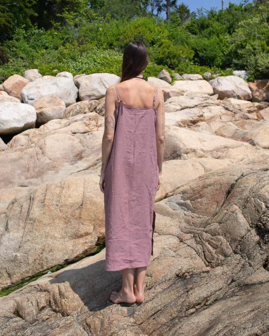  어니스트 코튼 롱 원피스 슬론 린넨 미디 드레스 - HONEST COTTON