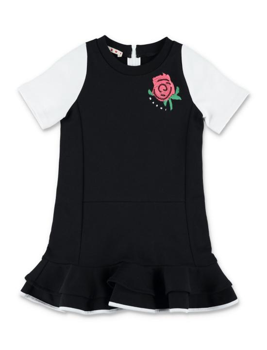  [키즈] 마르니 원피스 키즈 저지 드레스 (로즈 장식, 블랙)