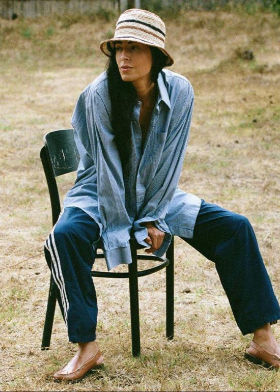  민가 버킷햇 밍가 스트라이프 크로셰 아가베 버킷햇 - MINGA