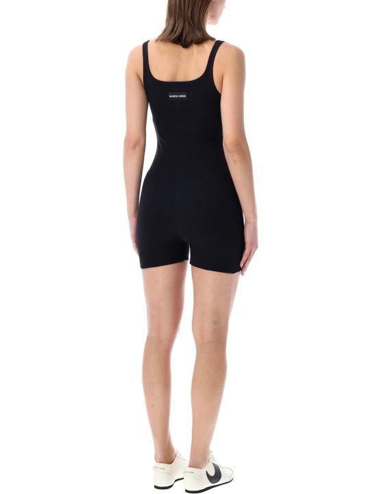 마린세르 바디수트 티셔츠 마린 세르 문 로고 숏 캣수트 블랙 - MARINE SERRE