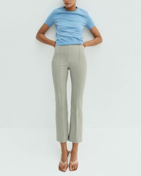  빈스 크롭 팬츠 니키 미드라이즈 깅엄 크롭 플레어 팬츠 타페나드 깅엄