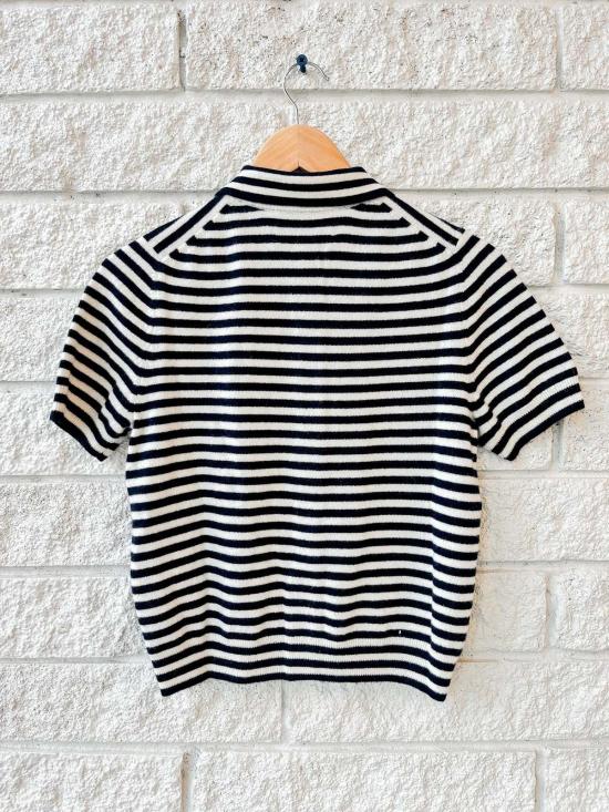  데미리 뉴욕 가디건 데밀리 레슬리 스트라이프 캐시미어  아이보리/네이비 - DEMYLEE