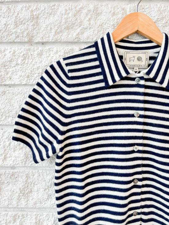  데미리 뉴욕 가디건 데밀리 레슬리 스트라이프 캐시미어  아이보리/네이비 - DEMYLEE