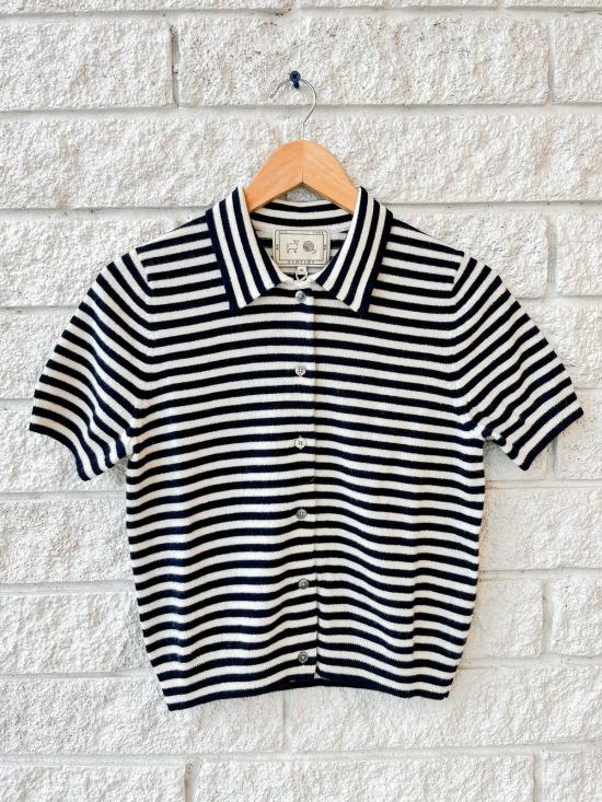  데미리 뉴욕 가디건 데밀리 레슬리 스트라이프 캐시미어  아이보리/네이비