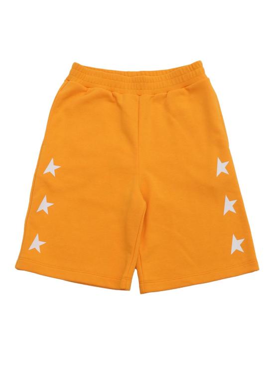  [키즈] 골든구스 쇼츠/버뮤다 골든 구스 스타 남아용 플리스 반바지, 와이드 레그, 멀티스타 프린트, 오렌지색 - GOLDEN GOOSE