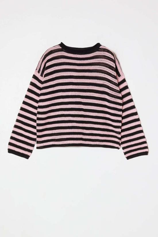  아뜰리에 델핀 스웨터 아틀리에 델핀 레일라니  오픈워크 니트 블랙/핑크 - ATELIER DELPHINE