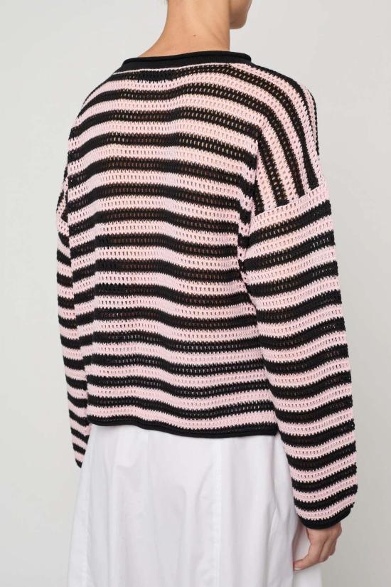  아뜰리에 델핀 스웨터 아틀리에 델핀 레일라니  오픈워크 니트 블랙/핑크 - ATELIER DELPHINE