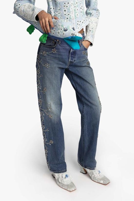  안나 수이 데님 팬츠 스터드 장식 데님 진 - ANNA SUI