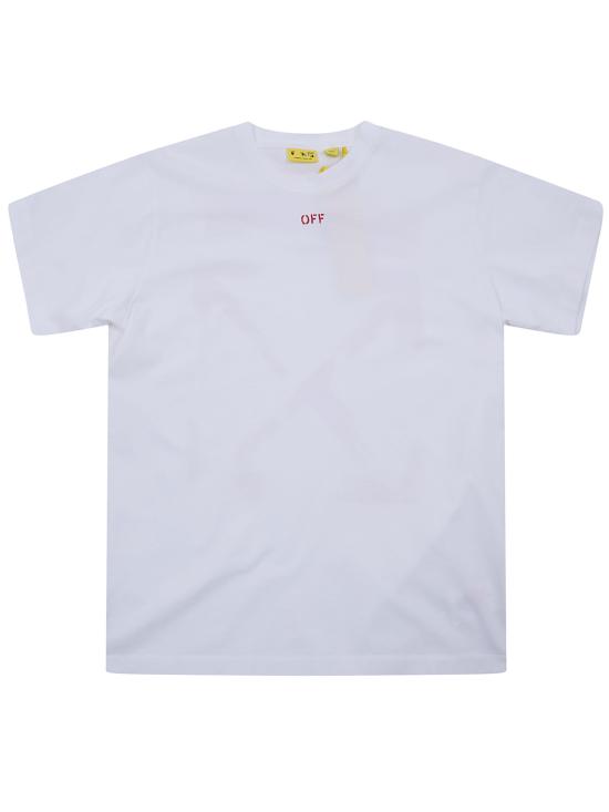 26SS [키즈] 오프화이트 티셔츠 44BAA002S26J006 110 WHITE RED