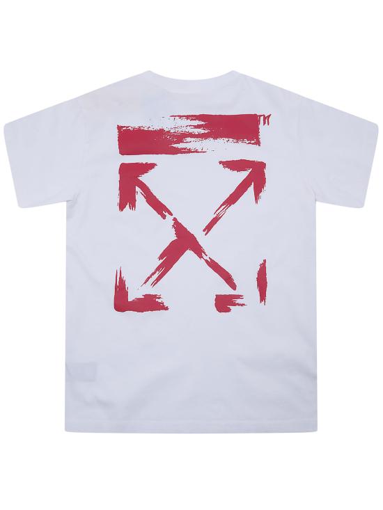 26SS [키즈] 오프화이트 티셔츠 44BAA002S26J006 110 WHITE RED - OFF WHITE