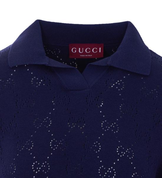 26SS 구찌 GG 포인텔 코튼 실크 폴로 셔츠 856203 XKFCO4522 Blue - GUCCI