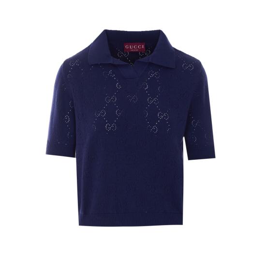 26SS 구찌 GG 포인텔 코튼 실크 폴로 셔츠 856203 XKFCO4522 Blue