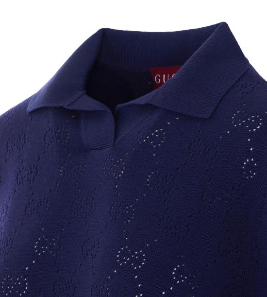 26SS 구찌 GG 포인텔 코튼 실크 폴로 셔츠 856203 XKFCO4522 Blue - GUCCI