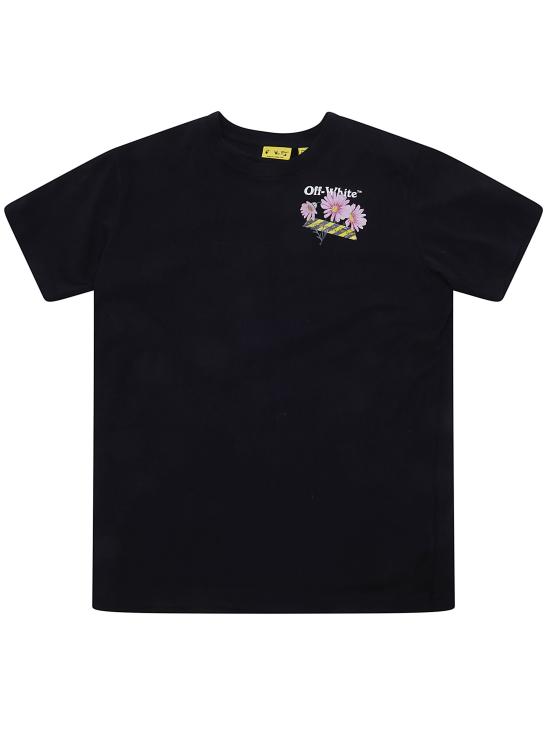 26SS [키즈] 오프화이트 티셔츠 44GAA001S26J004 001 BLACK
