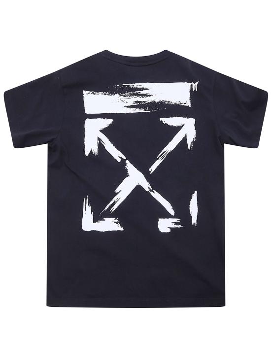 26SS [키즈] 오프화이트 티셔츠 44BAA002S26J006 001 BLACK - OFF WHITE