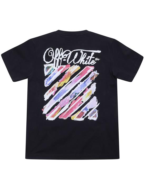 26SS [키즈] 오프화이트 티셔츠 44GAA001S26J003 001 BLACK - OFF WHITE