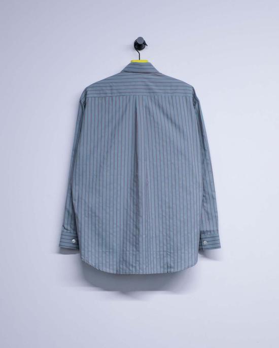  나마체코 긴팔 셔츠 아쿠아마리나 & 그라나타 스트라이프 코튼 콜트 셔츠 - NAMACHEKO