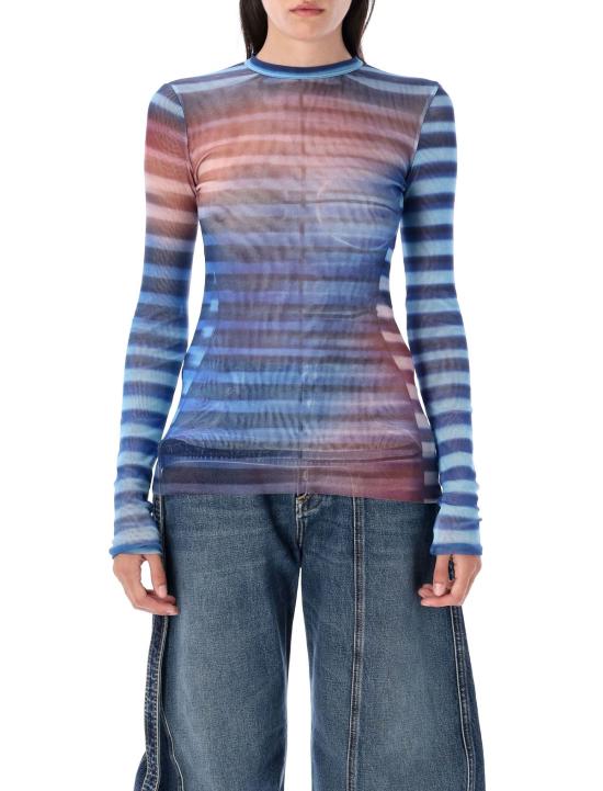  장 폴 고티에 긴팔 티셔츠 에어 탑 라이트 블루 피치