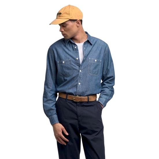  세바고 데님 셔츠 시트벤드 샴브레이 코튼 셔츠 - SEBAGO