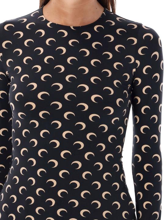  마린세르 긴팔 티셔츠 마린 세르 문 라운드넥 세컨드 스킨 탑 블랙 문 탠 - MARINE SERRE