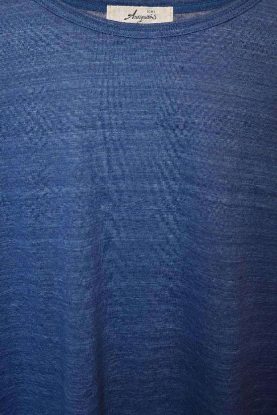  이치 앤티퀴트 스웨터 이치 앤티퀴츠 반팔 니트 린넨 풀오버 블루 - ICHI ANTIQUITES