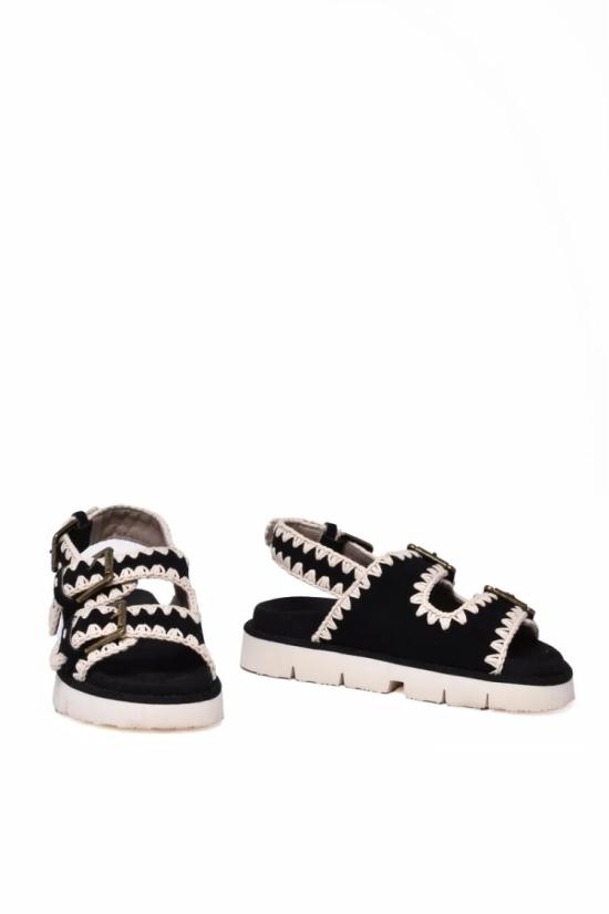 25SS 모우 샌들 웨지  스웨이드 로프 - 블랙/화이트 - MOU