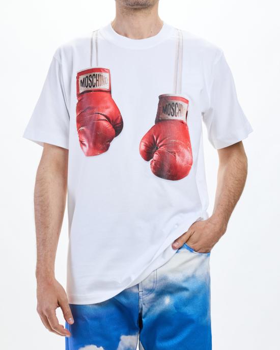 26SS 모스키노 반팔 티셔츠 0723 0241 1001 BIANCO MULTI - MOSCHINO