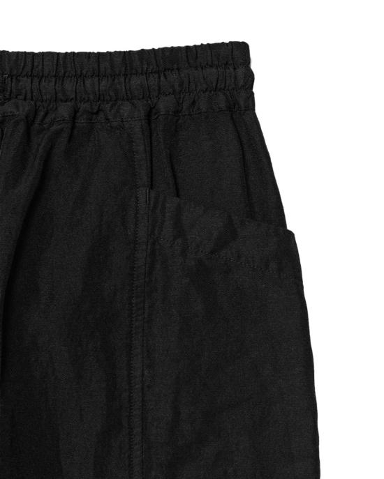  꼼데가르송 스트레이트 팬츠 Comme Des Garçons 블랙 폴리에스테르 리넨 개버딘 가먼트 다이 - COMME DES GARCONS
