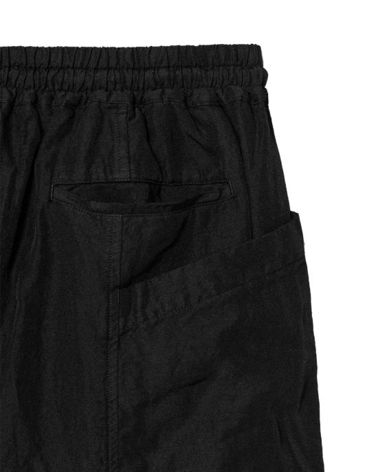  꼼데가르송 스트레이트 팬츠 Comme Des Garçons 블랙 폴리에스테르 리넨 개버딘 가먼트 다이 - COMME DES GARCONS