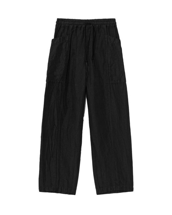  꼼데가르송 스트레이트 팬츠 Comme Des Garçons 블랙 폴리에스테르 리넨 개버딘 가먼트 다이
