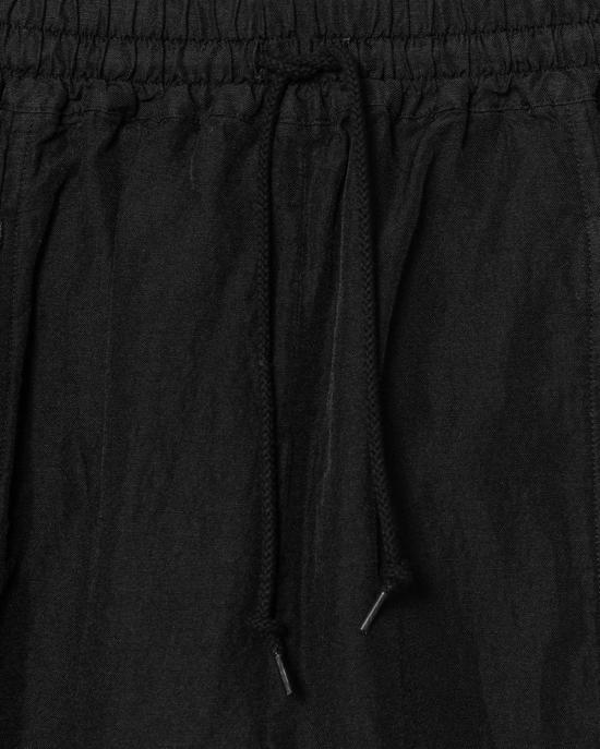  꼼데가르송 스트레이트 팬츠 Comme Des Garçons 블랙 폴리에스테르 리넨 개버딘 가먼트 다이 - COMME DES GARCONS