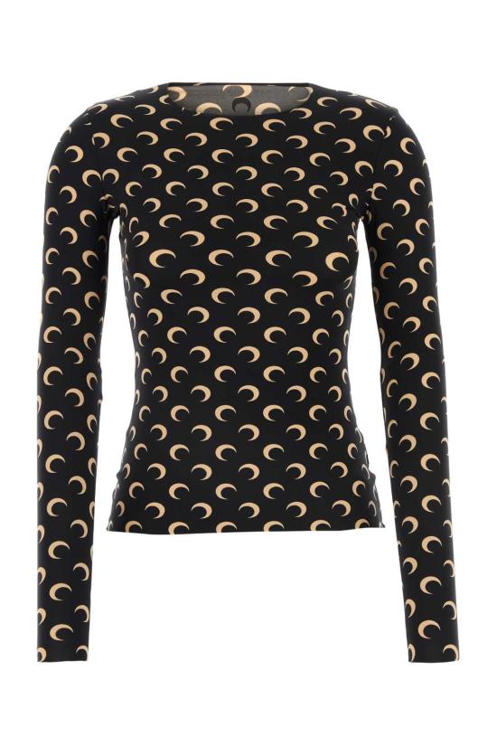  마린세르 긴팔 티셔츠 마린 세르 프린트 스트레치 나일론 탑 인버스탄