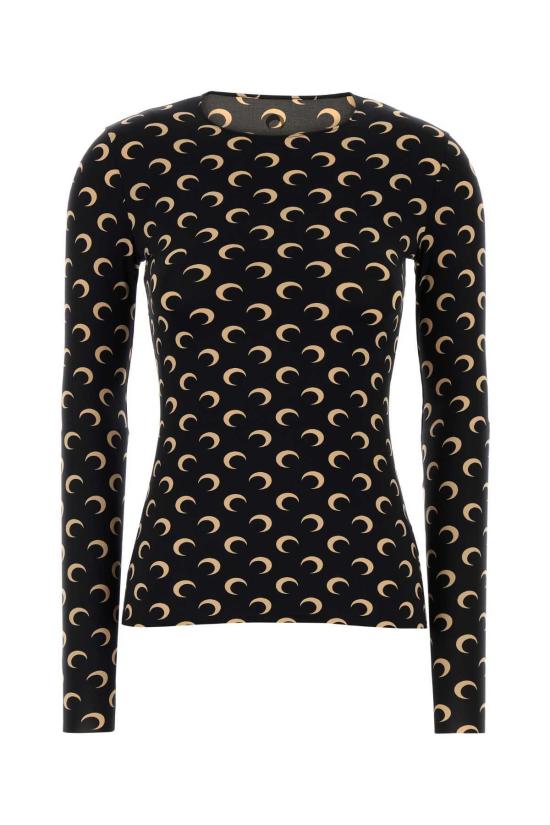  마린세르 긴팔 티셔츠 마린 세르 프린트 스트레치 나일론 탑 인버스탄 - MARINE SERRE