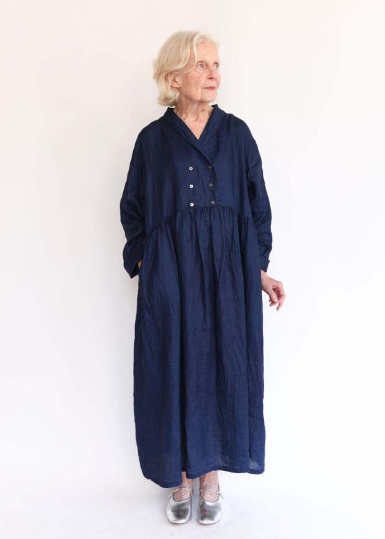  이치 앤티퀴트 롱 원피스 Ichi Antiquites 인디고 리넨 드레스 - ICHI ANTIQUITES