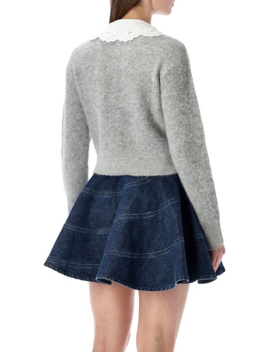  셀프 포트레이트 가디건 자화상 Broderie Anglaise 칼라 카디건 그레이 - SELF PORTRAIT