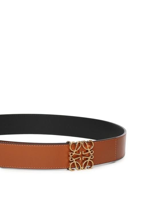  로에베 가죽 벨트 아나그램 핀 버클 리버서블  (탠/블랙/골드) - LOEWE