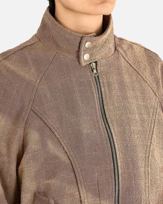  지용킴 봄버 자켓 김지용 하이넥 블라우스 - JIYONGKIM