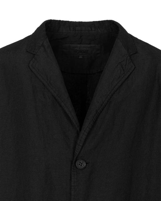  꼼데가르송 수트 자켓 Comme Des Garçons 폴리에스테르 린넨 개버딘 가먼트 다이 재킷 블랙 - COMME DES GARCONS