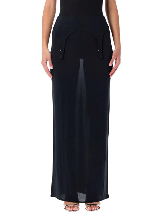  장 폴 고티에 롱 스커트 란제리 디테일이 돋보이는 시스루 , 다크 네이비 색상