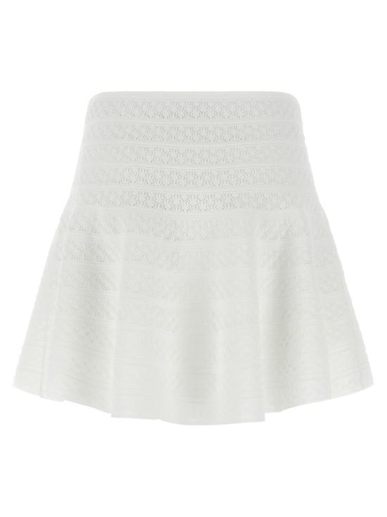  셀프 포트레이트 숏 스커트 포인트엘 니트 미니 스커트 화이트 - SELF PORTRAIT