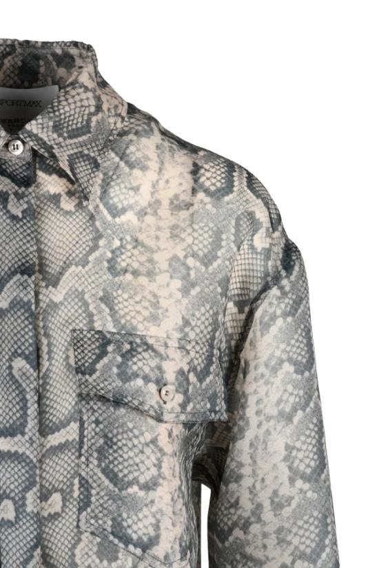 25SS 스포트막스 데님 셔츠 보일 셔츠 - 베이지/블랙 - SPORTMAX