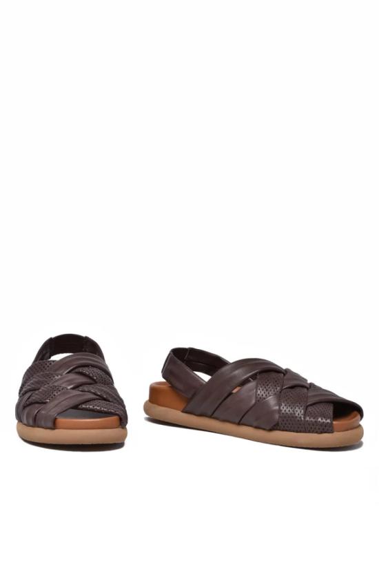 25SS 파트리지아 본판티 샌들 수공예 디자인이 돋보이는 갈색 직조 - PATRIZIA BONFANTI