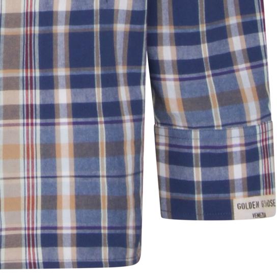  골든구스 긴팔 셔츠 골든 구스 긴팔 버튼 앞여밈 셔츠 뉴 위트/인디고 블루/올드 레드 - GOLDEN GOOSE