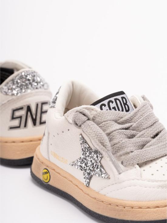  [키즈] 골든구스 스니커즈 골든 구스 볼스타 나파 가죽 글리터 스니커즈 (화이트) 키즈 - GOLDEN GOOSE